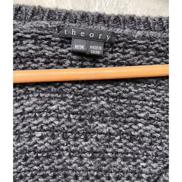 Theory Gray Avelina Airmix Wool Mohair Blend Open Knit Sweater Dress, Medium - Picture 6 of 16